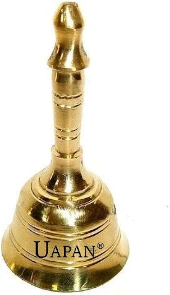 Uapan Brass Pooja Bell with Diya Round 4Inch, Diya_1.7Inch