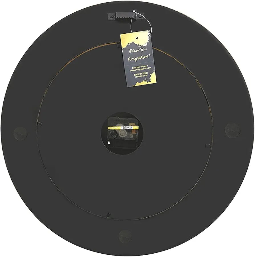 RoyalsCart Emboss Metal Analog Wall Clock Size - 16 X 16 Inches [Ktwc255] Gold Emboss Metal