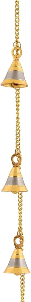 Uapan Brass Door Hanging Bell With Brass Chain For Bandarwal Temple Decoration Pack Of 2, Door, 3.50 Feet