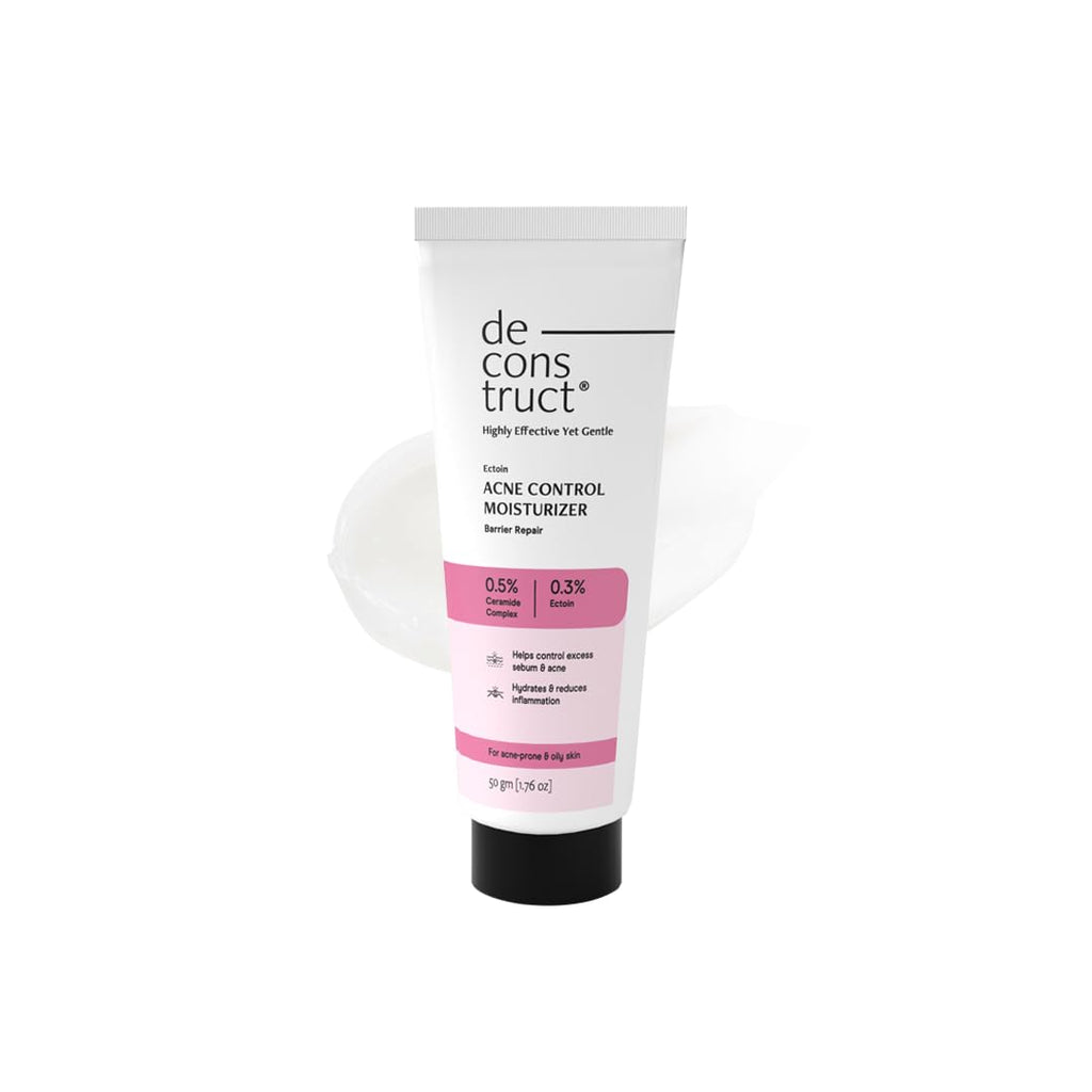 Deconstruct Acne Control Moisturiser with Ectoin & Ceramides for Acne Prone & Oily Skin | Lightweight & Non-Sticky | Soothing & Barrier Repair | Non-Comedogenic | For Men & Women | 50g