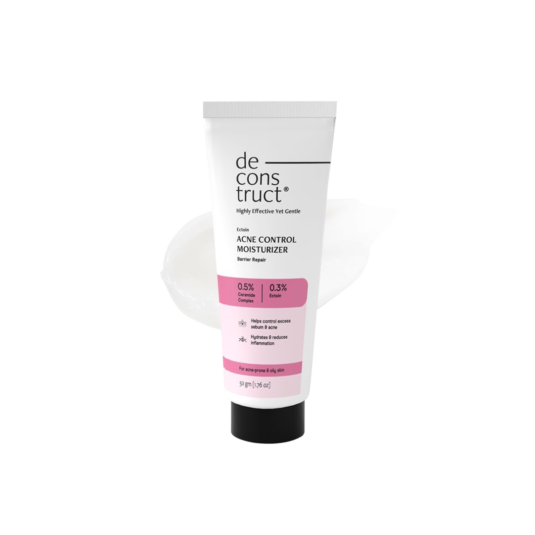Deconstruct Acne Control Moisturiser with Ectoin & Ceramides for Acne Prone & Oily Skin | Lightweight & Non-Sticky | Soothing & Barrier Repair | Non-Comedogenic | For Men & Women | 50g