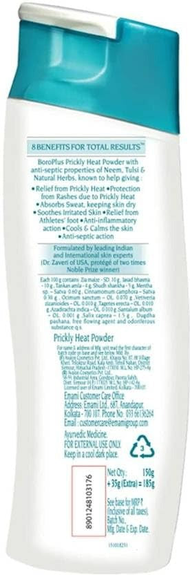 Boroplus Prickly Heat Ice Cool Powder - 185 gms(Pack of 2)