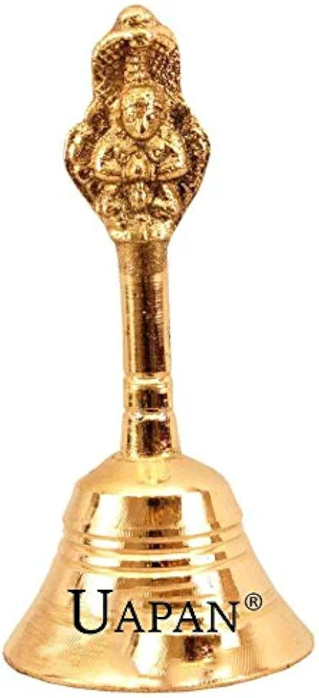 Uapan Brass Pooja Bell with Diya Nagpari 4Inch, Diya_1.7Inch