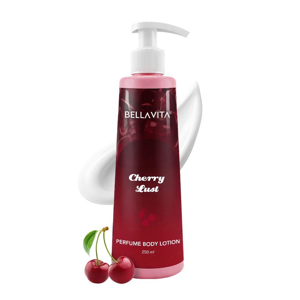 BELLAVITA Cherry Lust | Perfume Body Lotion for Man and Woman | Long-lasting Hydration | Soft & Smooth Skin | Long-lasting Scent | Paraben-free | Infused with Cocoa Butter & Glycerin | 250ml