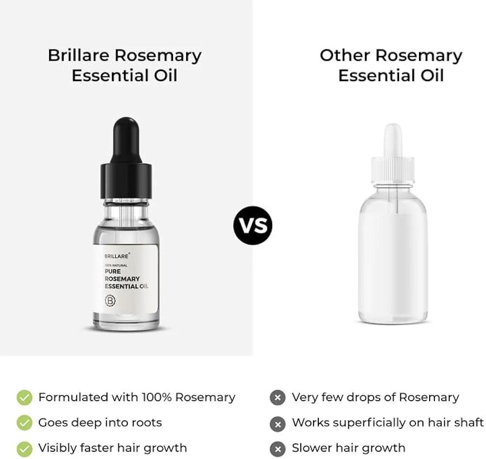 Brillare Pure Rosemary Essential Oil for Hair Growth & Scalp Nourishment - 15 ml