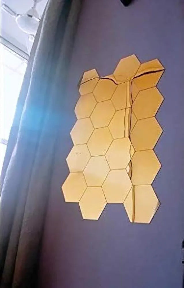 Bikri Kendra Hexagon Stickers for Wall Hexagon Wall Stickers Acrylic Wall Decor Hexagonal Mirror Wall Sticker