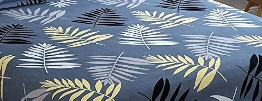 The Home Style Cotton Feel Glace Cotton 300 Threadcount Elastic Fitted Printed Queen Size Double Bed Bedsheet With 2 Pillow Cover 350 tc Midnight Leaf