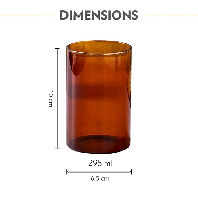 Borosil 295ml Set of 6 Pieces  Amber Vision Transparent Drinking Glass