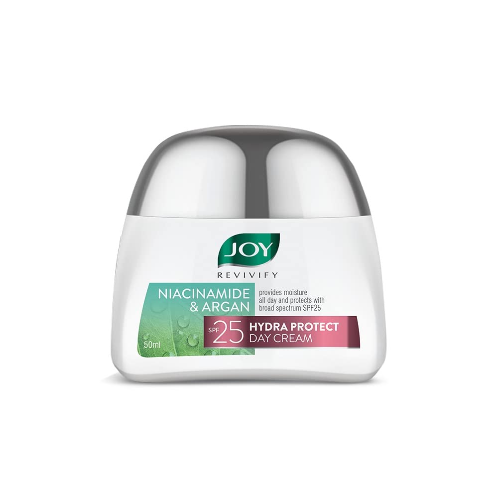 Joy Revivify Niacinamide & Argan Hydra Protect Day Cream SPF 25 |Face Moisturizer | Antioxidants & Multivitamins | UV Protection | Red Raspberry & Grapeseed |Aloe Vera Extracts â€“ 50 ml