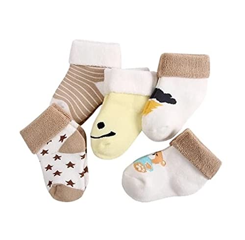 Khillayox New Born Baby Ankle Length Socks Woolen Socks For Baby Boys And Baby Girls Warm Thick Terry Socks For Kids Infants Socks (Asoorted Colors And Designs) Pack Of 6 Pair,Assorted