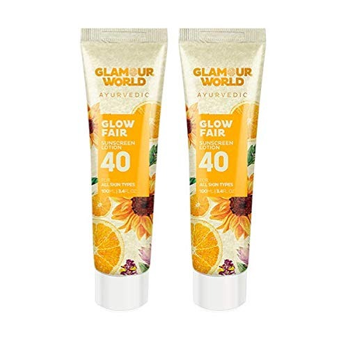 Glamour World Ayurvedic Glow Fair 40 Sunscreen Lotion - 100 ml (Pack of 2)