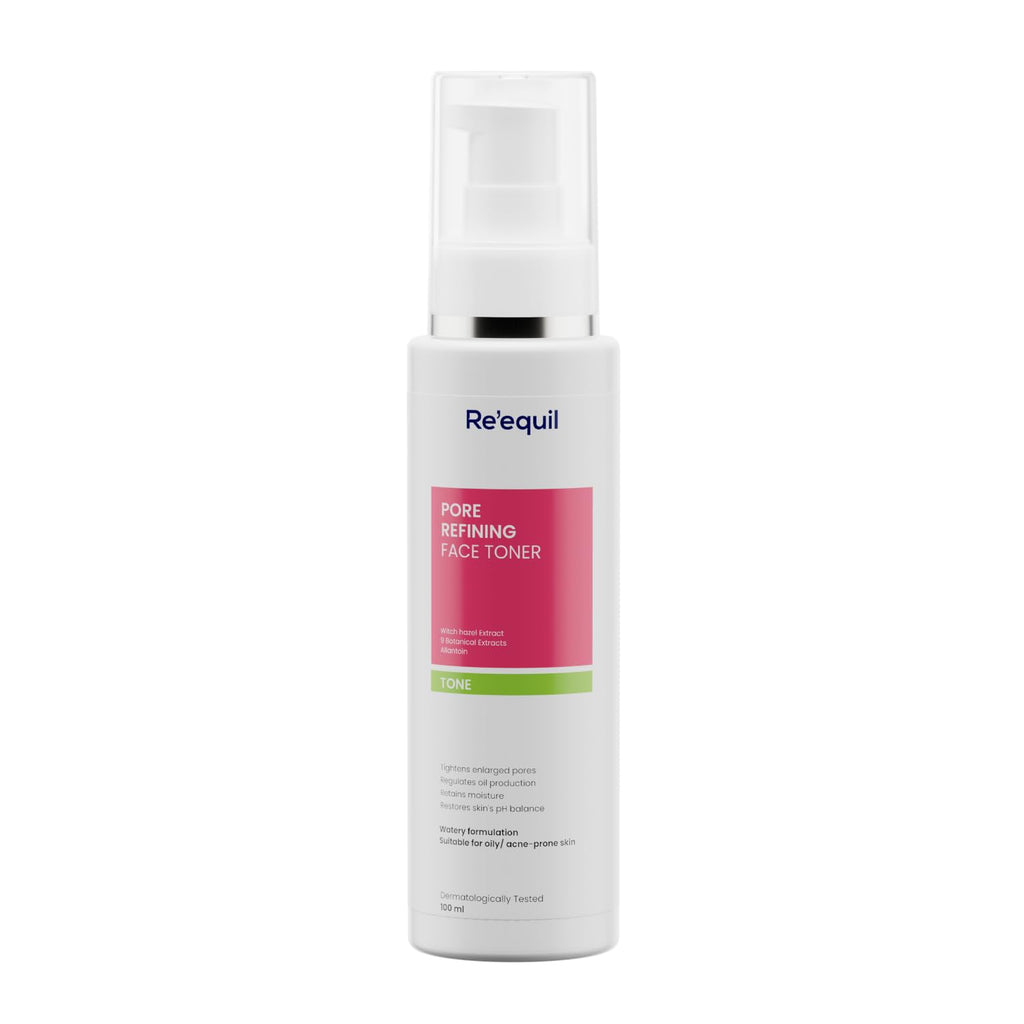 RE' EQUIL Pore Refining Face Toner | Tightens Enlarged Pores | Regulates Oil Production | Retains Moisture & Ph Balance | Alcohol-Free Toner For Oily And Acne Prone Skin |100 Ml