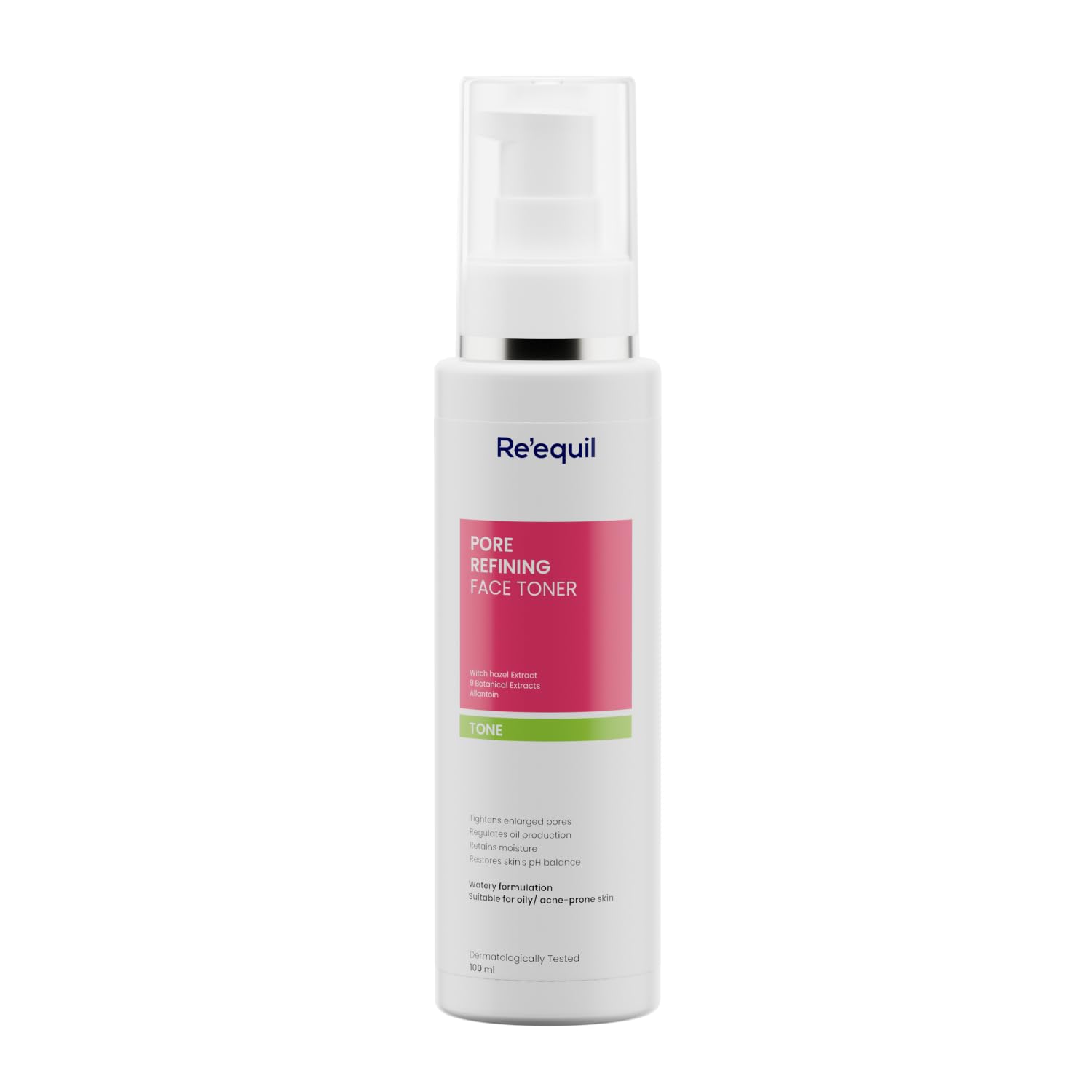 RE' EQUIL Pore Refining Face Toner | Tightens Enlarged Pores | Regulates Oil Production | Retains Moisture & Ph Balance | Alcohol-Free Toner For Oily And Acne Prone Skin |100 Ml