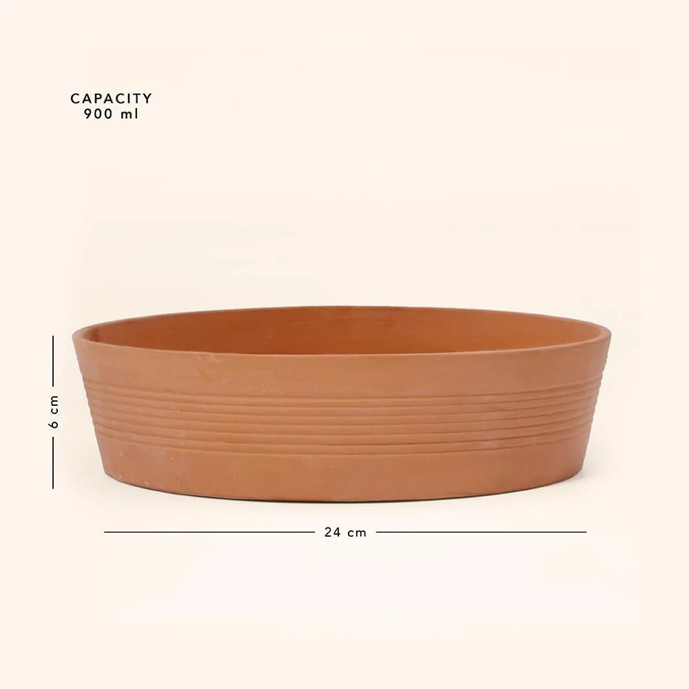 Ellementry Terracotta Baking Dish 900ml Microwave Oven Safe Red 24cm