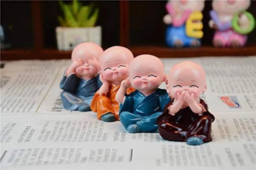 Jaipur Ace Buddha Monk Statue figurine Showpiece Decoration Buddha Monk Set of 4