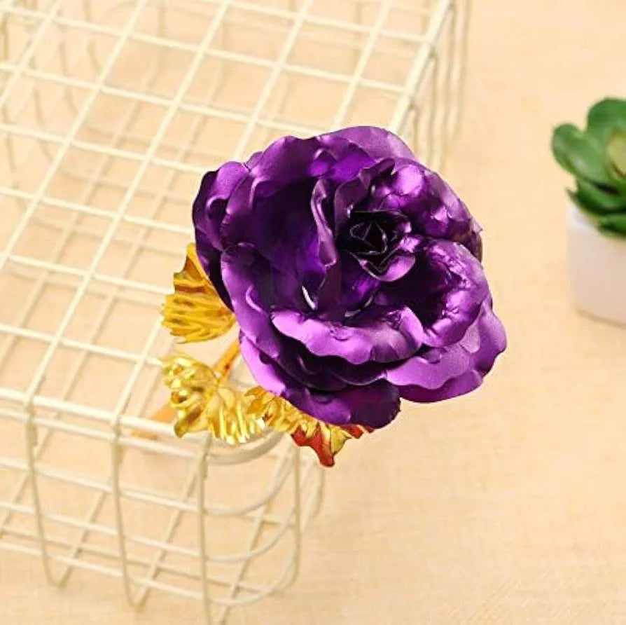 Forever Purple Rose Artificial Flower with Velvet Box Purple