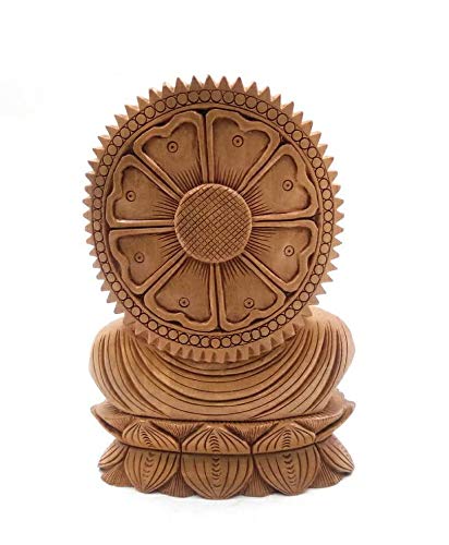 Shri Handicrafts 6" Inch Wood Carving Handmade Meditating Buddha Bust Statue Good Luck Hindu God Figurine for Home Temple | Brown