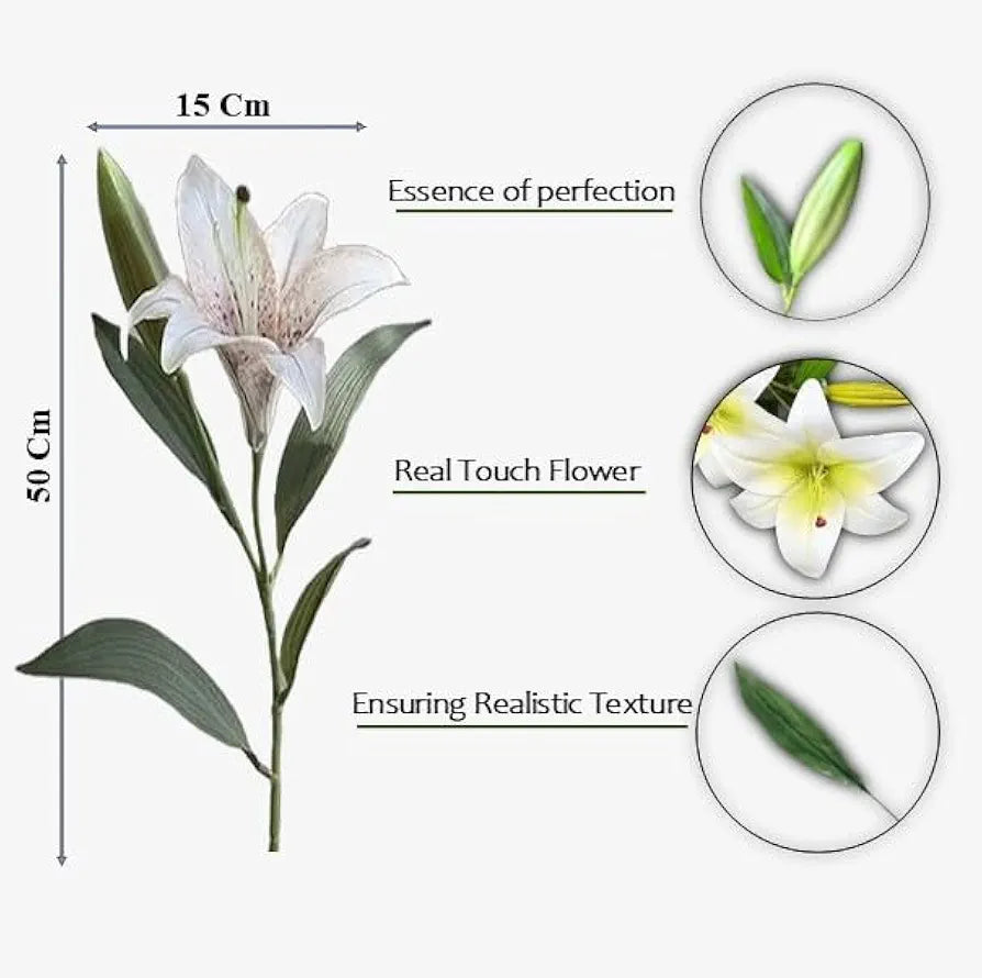 Lifelike Artificial Lily Flower Bunch Perfect for Vase/Pot Decoration 36 cm Height Set of 4 Stems