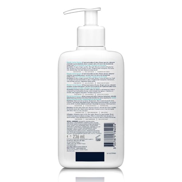 Cerave Blemish Control Cleanser with 2% Salicylic Acid & Niacinamide for Acne Prone Skin, Controls Acne & Spots, Unclog Pores & Reduces Blemishes, 236ml