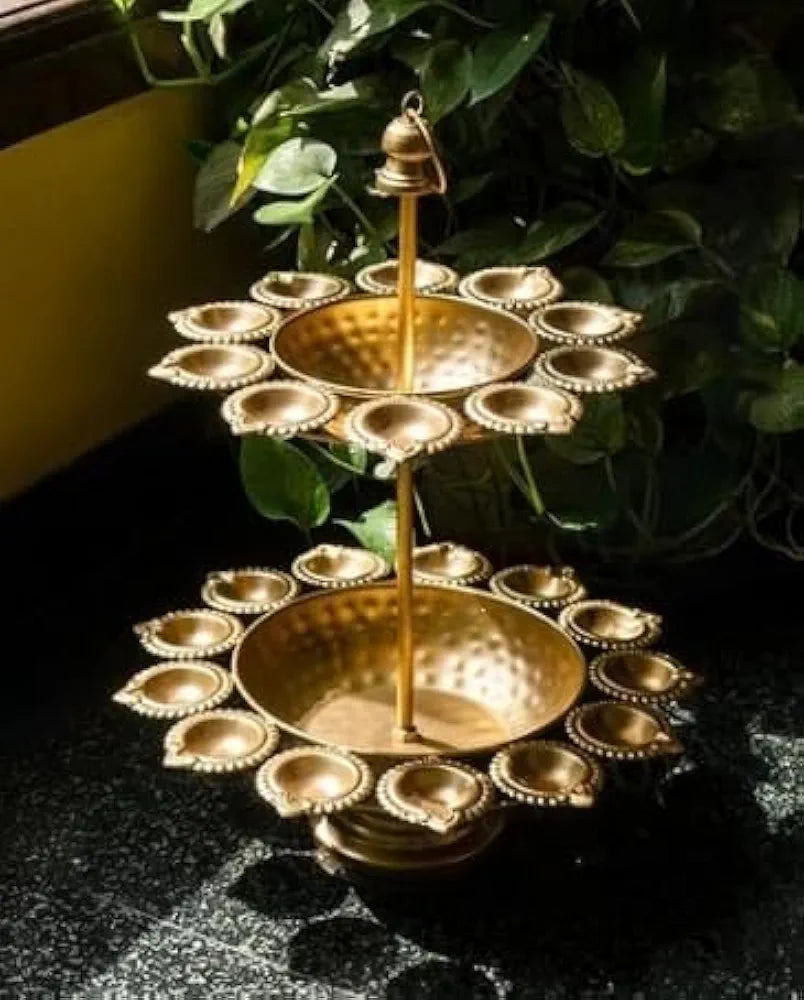 The Purple Tree Beautiful Two Layer Diya Urli Decorative Bowl for Floating Flowers and Tea Light Candles