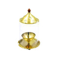 Shubhkart Nitya Udipi Diya Borosilicate Glass Brass Table Diya Oil Lamp