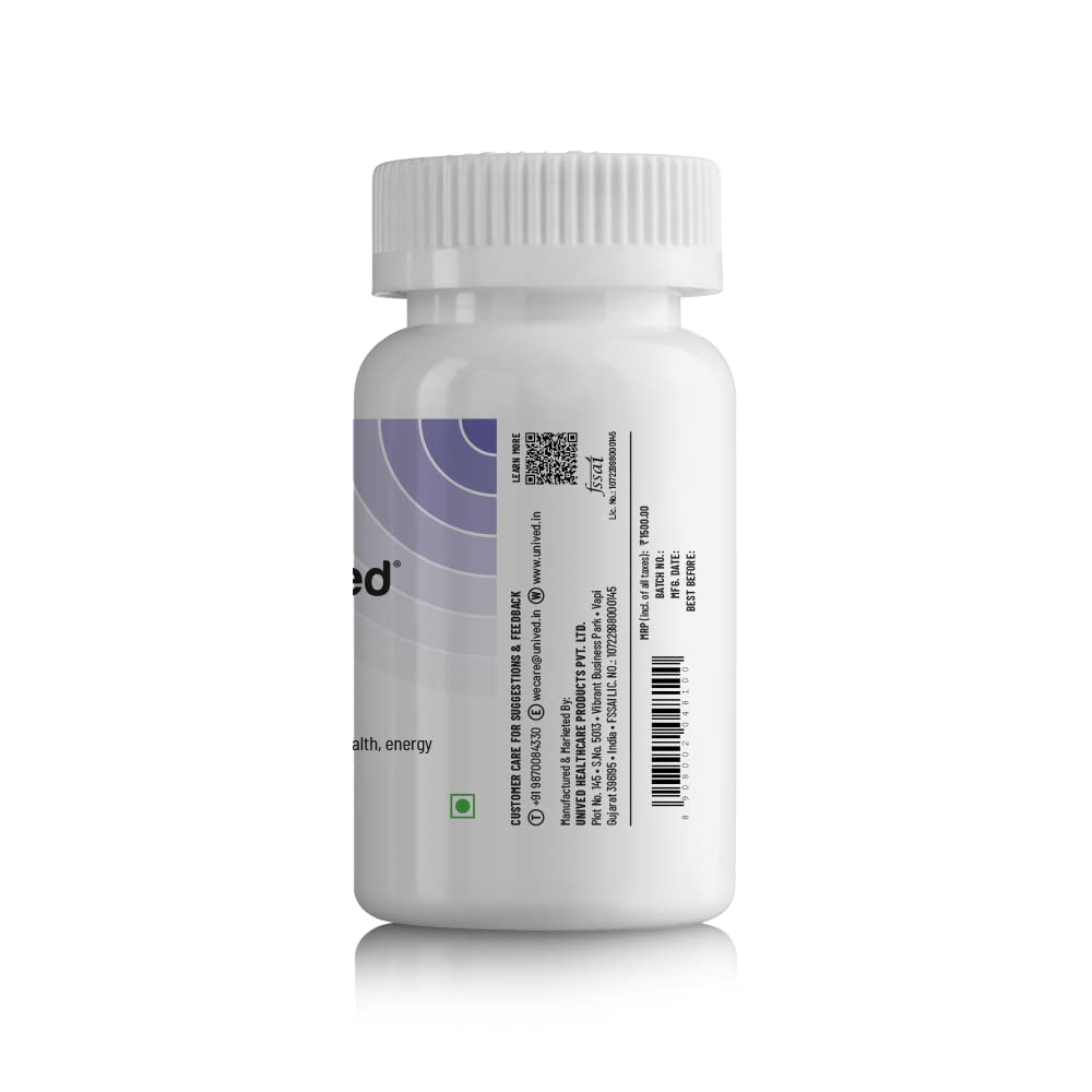 Unived Q-Veg, Natural Fermented CoEnzymeQ10 for Heart Health & Potent Anti-oxidant Activity, Highly Bio-Available with Piperine, 200mg Elemental CoQ10-30 caps