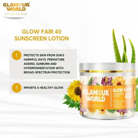 Glamour World Ayurvedic Glow Fair 40 Sunscreen Lotion - 100 ml