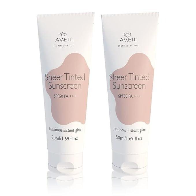 Aveil Sheer Tinted Sunscreen SPF 50 PA +++ - 50 ml (Pack of 2)