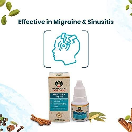 Maharishi Ayurveda Anu Taila - Nasal Congestion Relief Oil | Migraine & Sinusitis Treatment | Improve Sensory Perception | Herbal Formula | 10ml