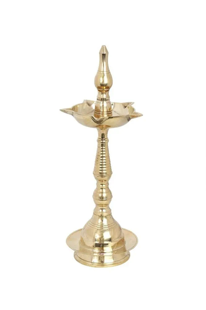 Collectible India Brass Fancy Kerala Diya Oil Lamp Stand for Puja vilakku for Pooja Room