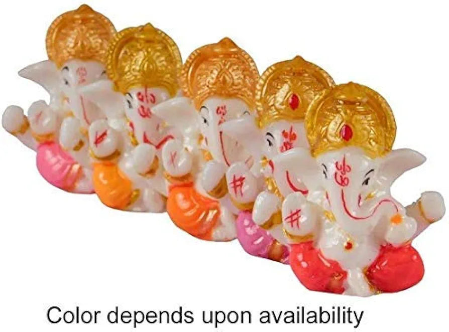 Nrson Polyresin Meditating Lord Ganesha Idols for Home Decor Car DashboardMulticolour