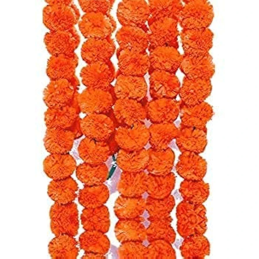 Artificial Marigold Flowers for Decoration Garland 5 Feet Long 5 Pcs orange-50pcs(5pkt)