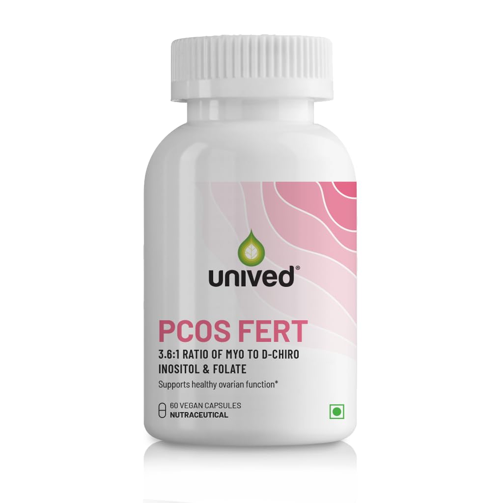 Unived PCOS Fert, 3.6:1 Myo-Inositol to D-Chiro-Inositol with Natural CaronisitolÂ®, Supports Healthy Ovarian Function, One Month Supply