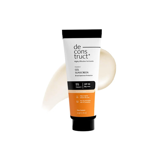Deconstruct 5% Vitamin C Gel Sunscreen In Vivo Tested SPF 50 PA+++ | Brightens uneven skin tone | Gel based face sunscreen for oily, combination and normal skin | Matte, No White Cast, Lightweight - 50g
