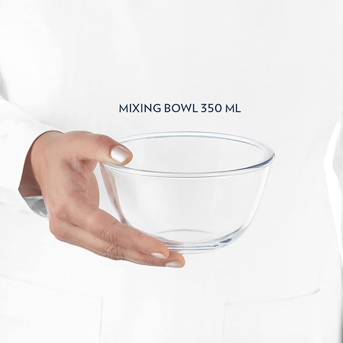 Borosil 350 ml Serving & Mixing Borosilicate Glass Bowl | Multipurpose Round Bowl for Kitchen & Dinning