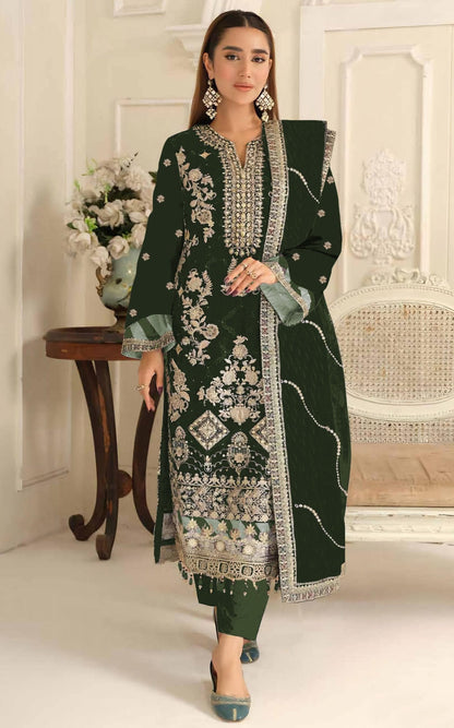 Anaita D Green Rangoli Silk Suit with Embroidery & Sequence Work