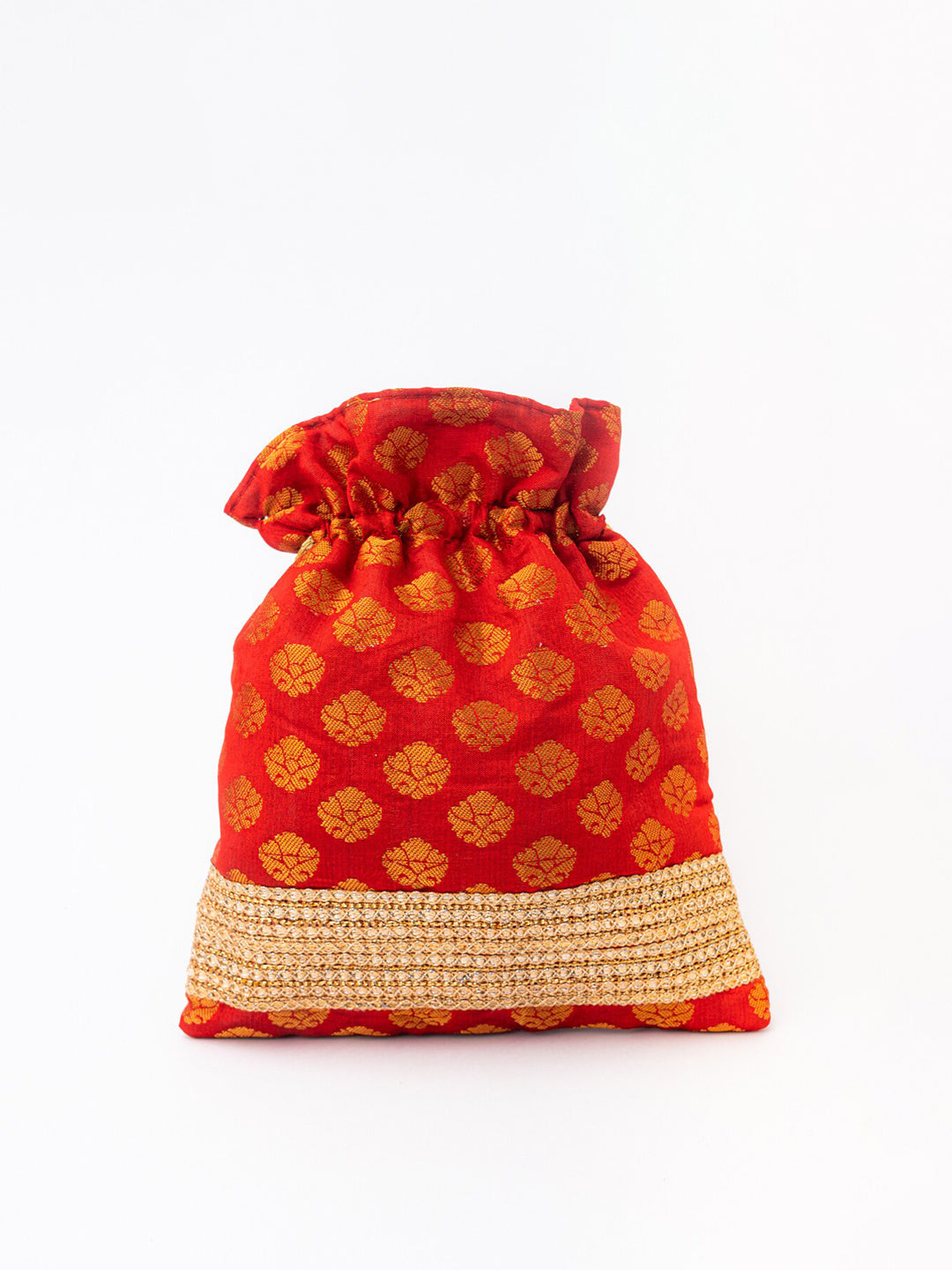 NR By Nidhi Rathi Red & Gold-Toned Embroidered Potli Clutch