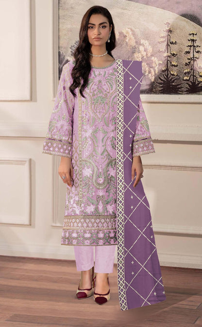 Anaita Lavender Chiffon Semi Stitched Suit with Embroidery & Sequence Work