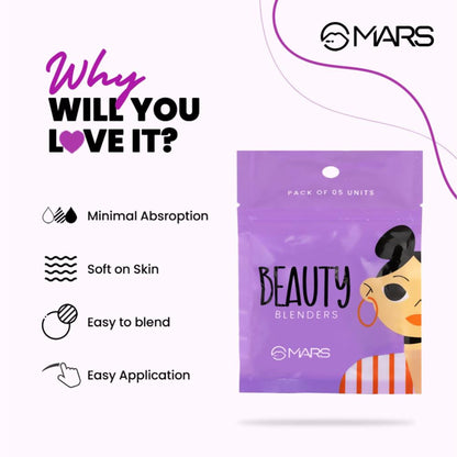 MARS Cosmetics Mini Beauty Blender For Face Makeup - Set Of 5