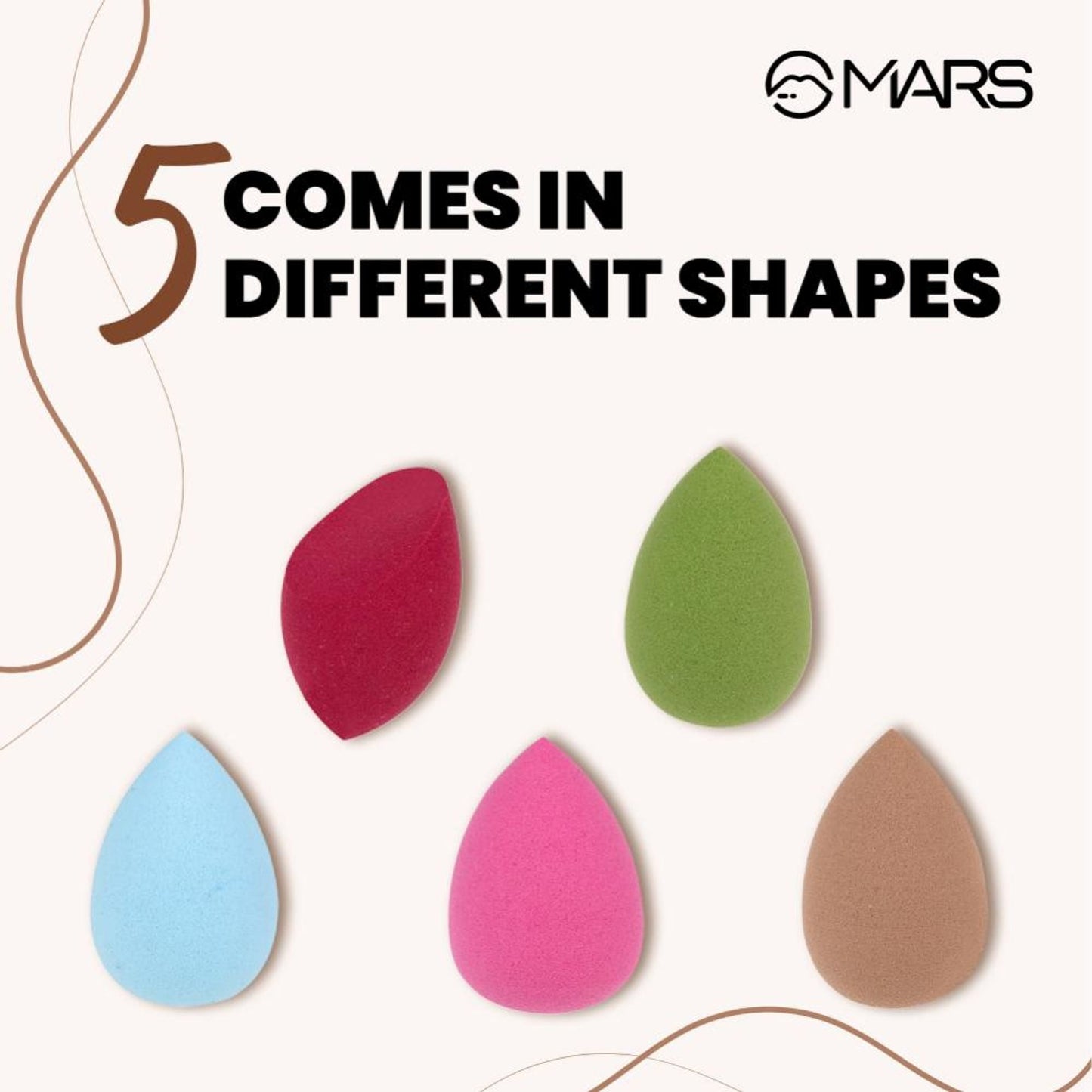 MARS Cosmetics Mini Beauty Blender For Face Makeup - Set Of 5