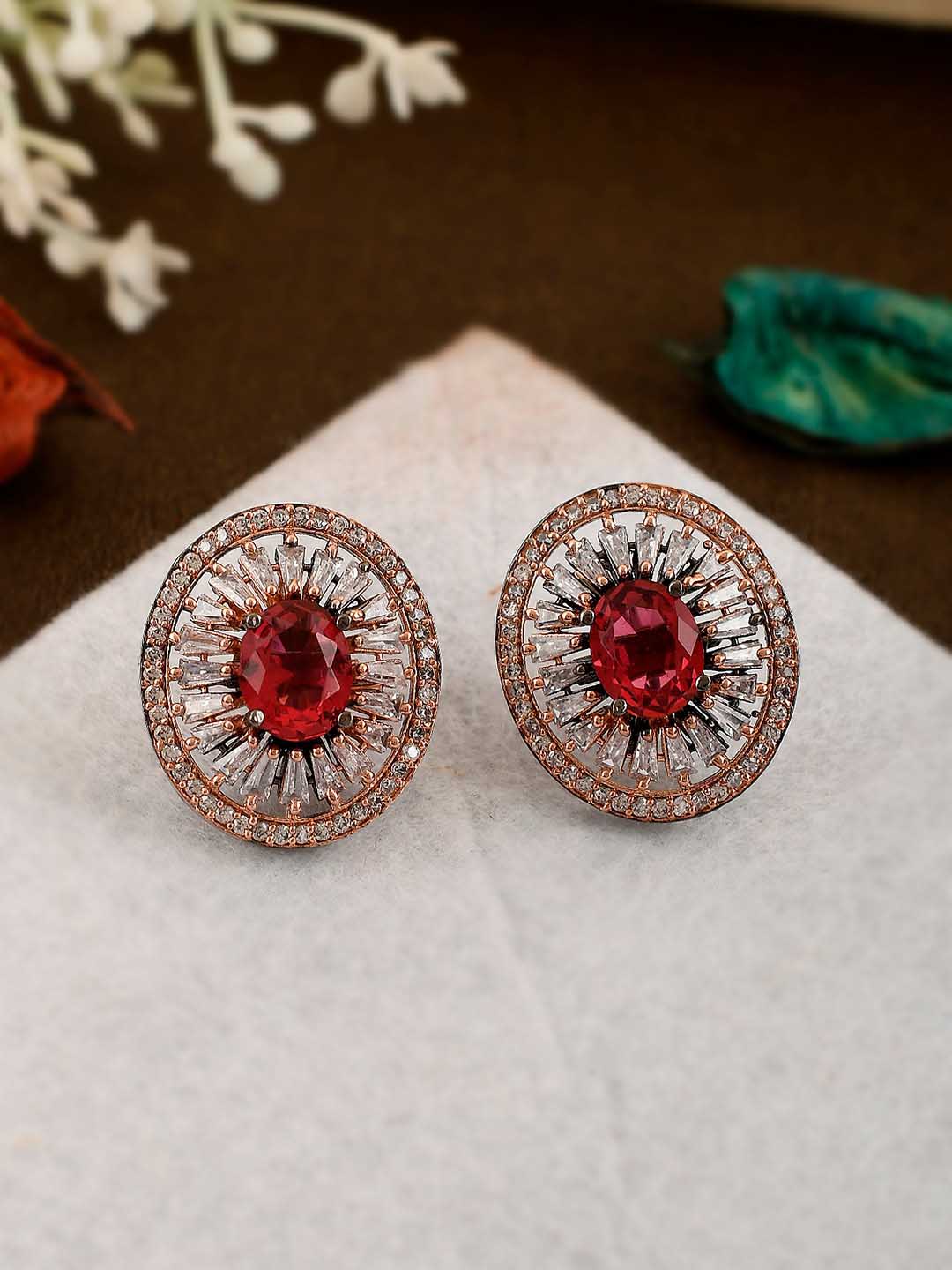 Shoshaa Rose Gold-Polished & White Circular Studs
