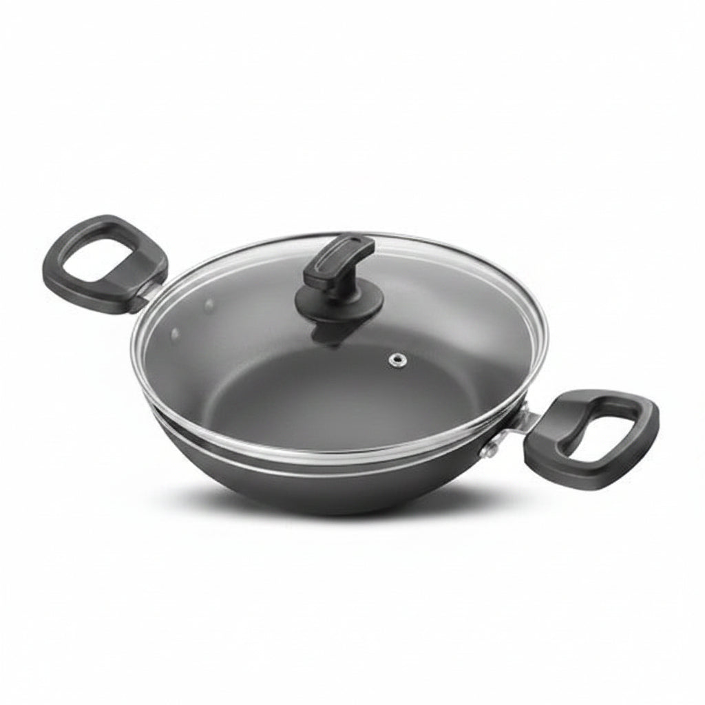 Judge by Prestige Everyday Non-Stick Kadhai with Glass Lid Low Oil Cooking Cool Touch Handles