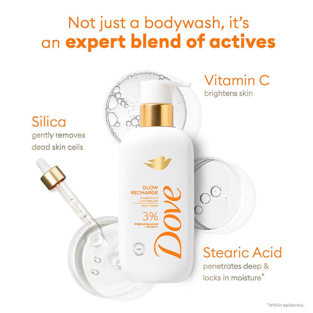 Dove Glow Recharge  Exfoliating Bodywash with 3% Brightening serum + Vitamin C - 300 ml