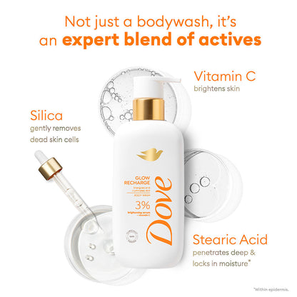 Dove Glow Recharge  Exfoliating Bodywash with 3% Brightening serum + Vitamin C - 300 ml