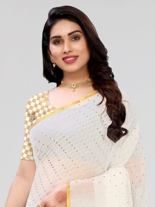 Fabmora Polka Dot Zari Saree