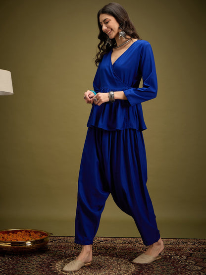 InWeave Ink Blue Angrakha Dhoti Co Ord Set