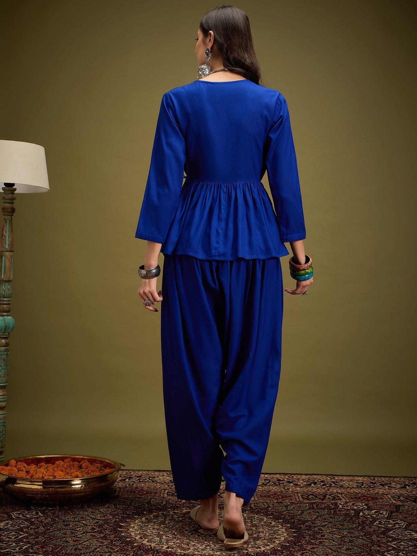 InWeave Ink Blue Angrakha Dhoti Co Ord Set