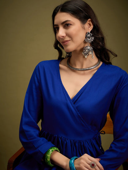 InWeave Ink Blue Angrakha Dhoti Co Ord Set