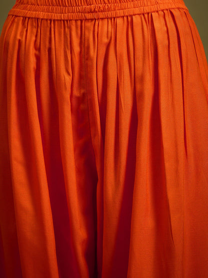 InWeave Orange Angrakha Dhoti Co Ord Set