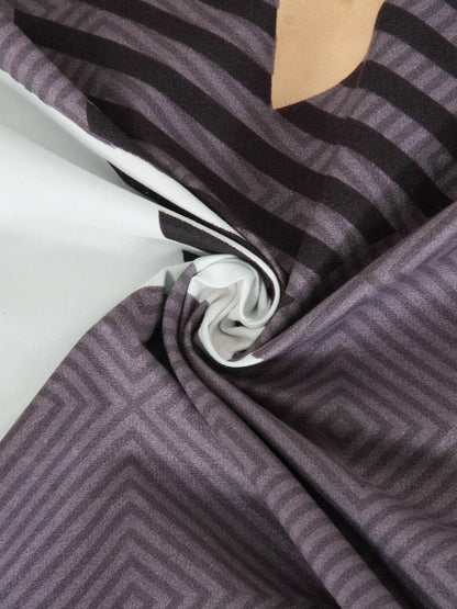 KLOTTHE Purple Geometric 210 TC Cotton Bedsheet with Pillow Covers
